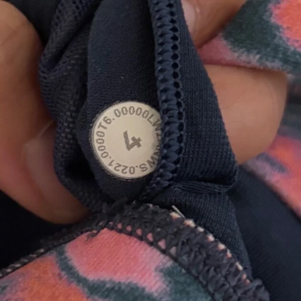 Lululemon Energy Bra High Neck Longline Strappy Pink Navy Tie Dye W2BSNS 4